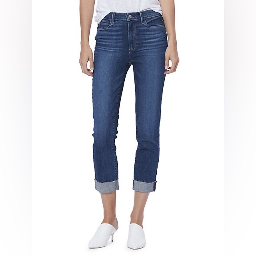 Nwt Paige Skyline Raw-Hem Stretch Skinny Crop Jeans Shrine Size 28